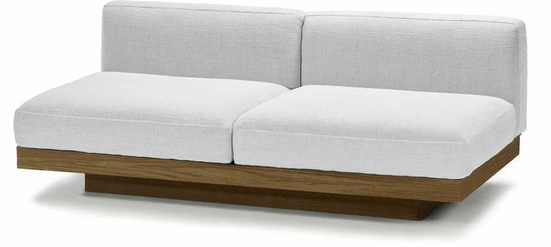 Canapé deux places en bois cognac et coussins blancs 193 x 115 x 72 cm Rudolph - Serax