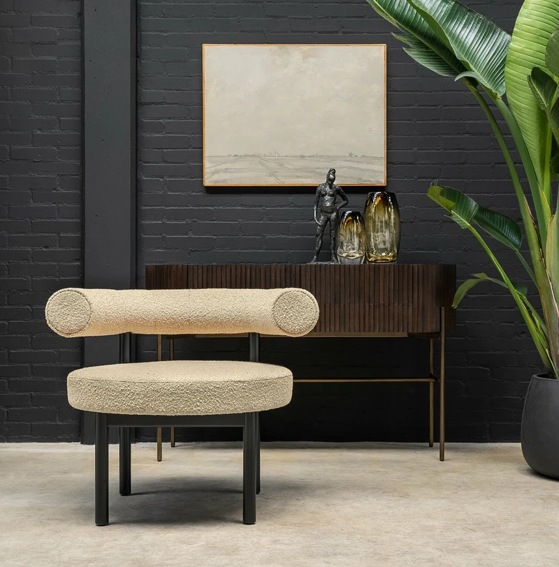 Fauteuil en hêtre noir et beige Sosis - Versmissen
