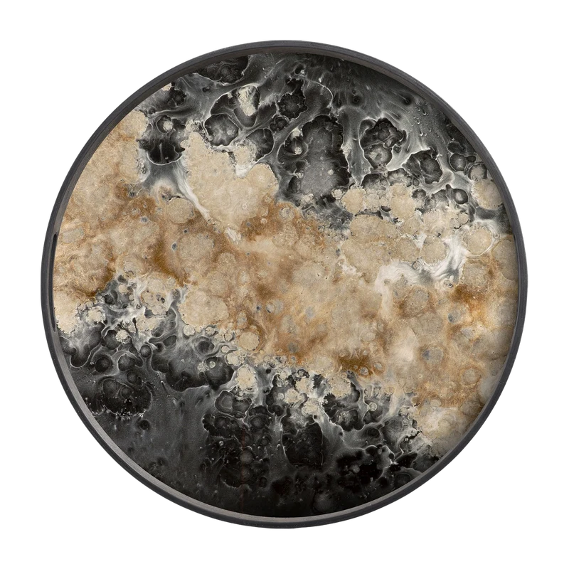 Plateau rond en verre noir 48 cm Organic - Ethnicraft Accessories