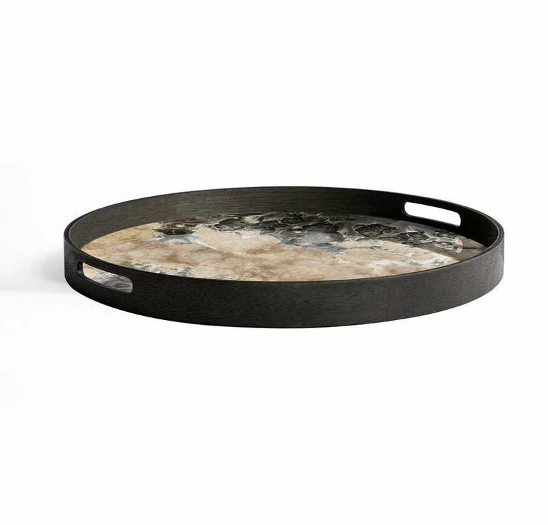 Plateau rond en verre noir 48 cm Organic - Ethnicraft Accessories