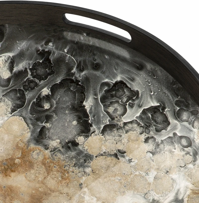 Plateau rond en verre noir 48 cm Organic - Ethnicraft Accessories