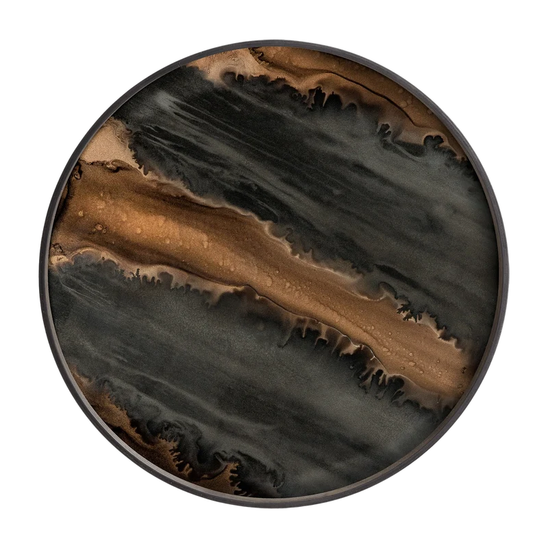 Plateau rond en verre bronze 61 cm Organic - Ethnicraft Accessories