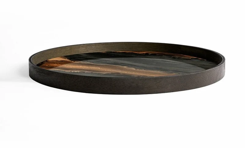 Plateau rond en verre bronze 61 cm Organic - Ethnicraft Accessories