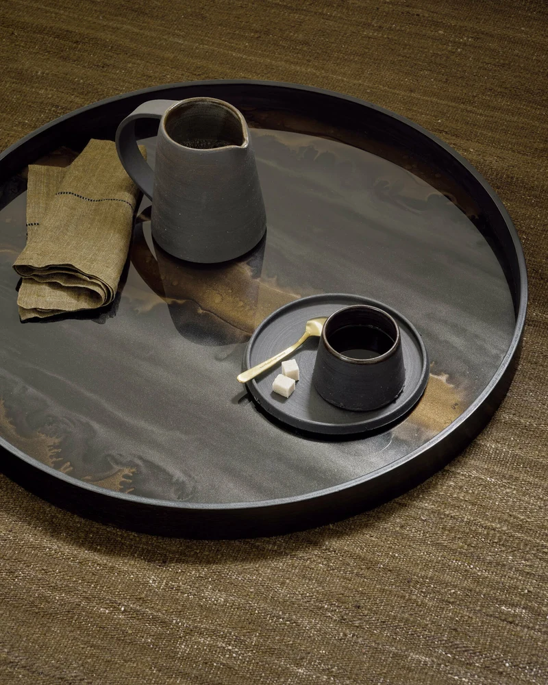 Plateau rond en verre bronze 61 cm Organic - Ethnicraft Accessories