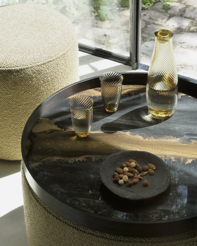 Plateau rond en verre bronze 61 cm Organic - Ethnicraft Accessories