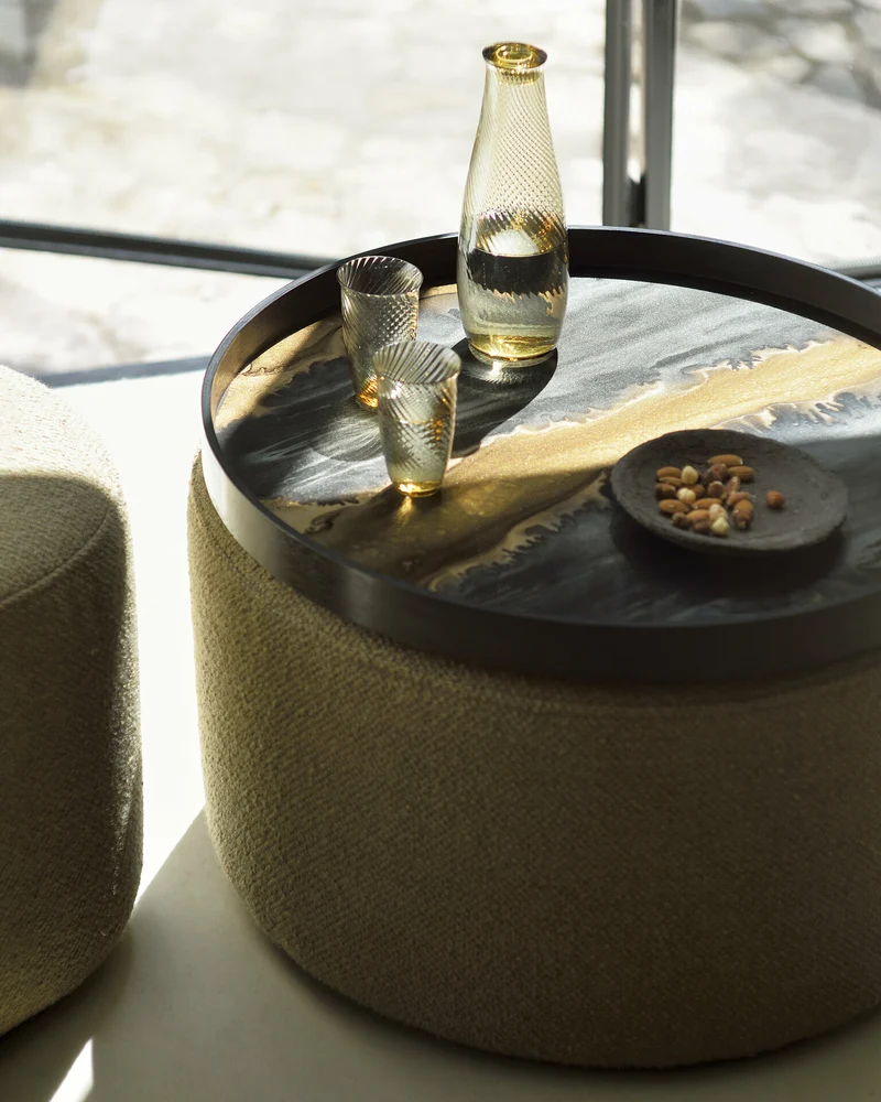 Plateau rond en verre bronze 61 cm Organic - Ethnicraft Accessories