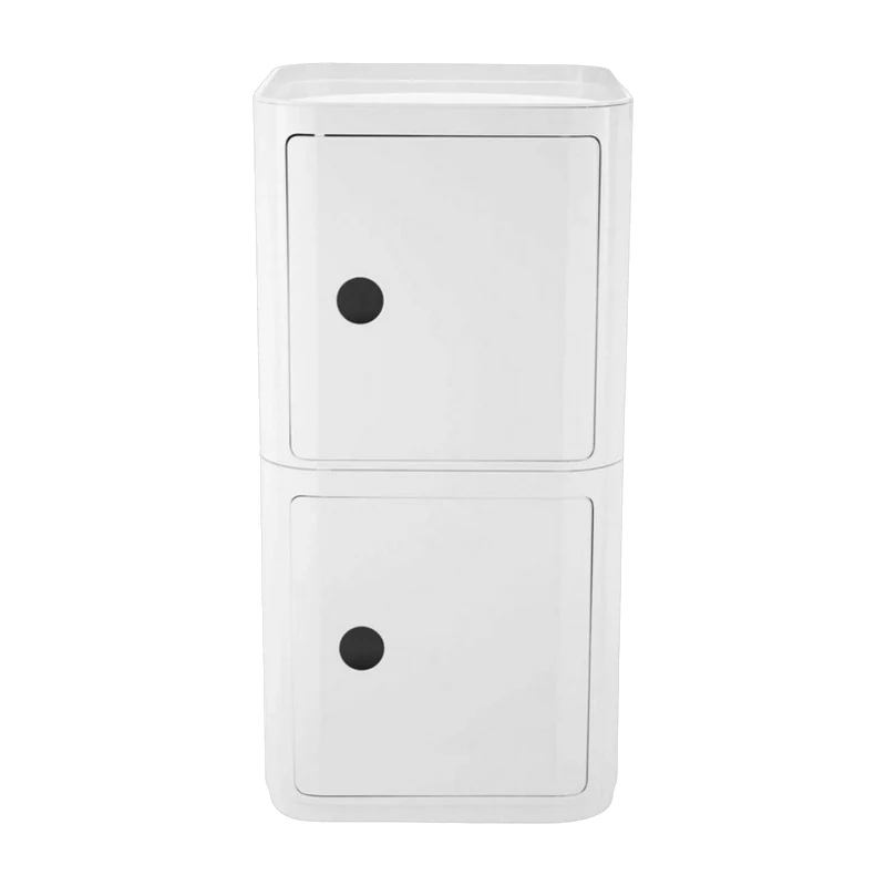 Table de chevet 2 portes carrées blanc Componibili Classic Big - Kartell