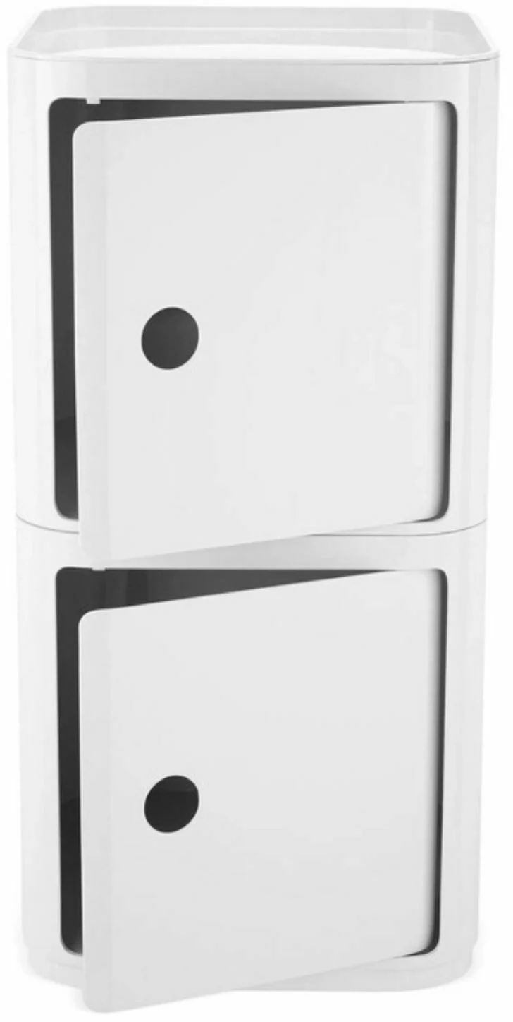 Table de chevet 2 portes carrées blanc Componibili Classic Big - Kartell