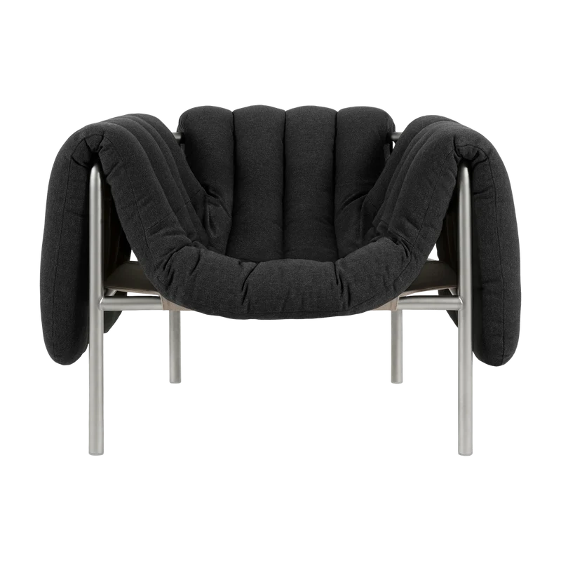 Fauteuil lounge en coton anthracite et acier Puffy - Hem