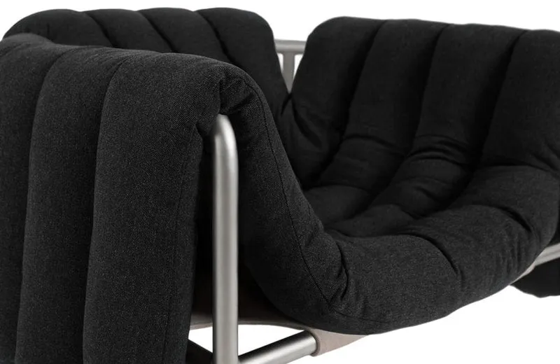 Fauteuil lounge en coton anthracite et acier Puffy - Hem