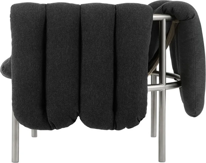 Fauteuil lounge en coton anthracite et acier Puffy - Hem