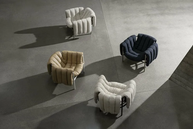 Fauteuil lounge en coton anthracite et acier Puffy - Hem