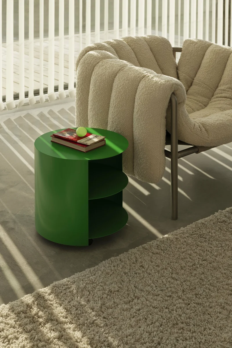 Fauteuil lounge en coton anthracite et acier Puffy - Hem