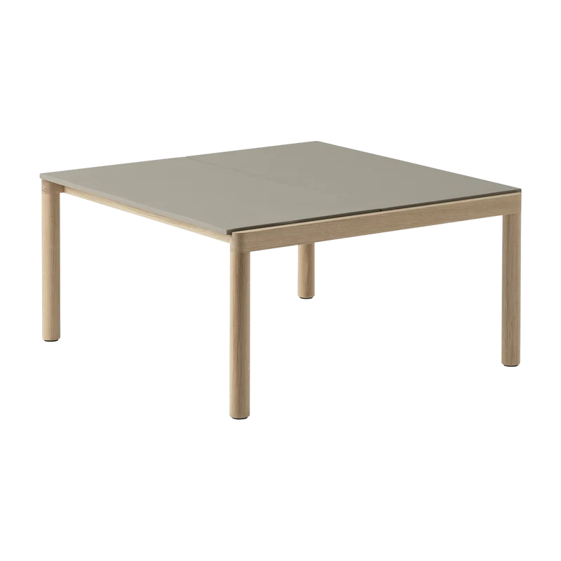 Table basse en grès taupe lisse et chêne naturel 85 x 80 cm Couple - Muuto
