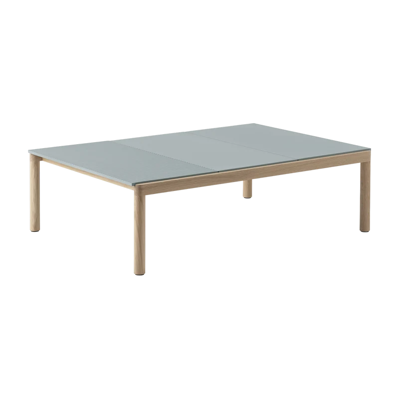 Table basse en grès bleu pâle wavy et chêne naturel 85 x 120 cm Couple - Muuto