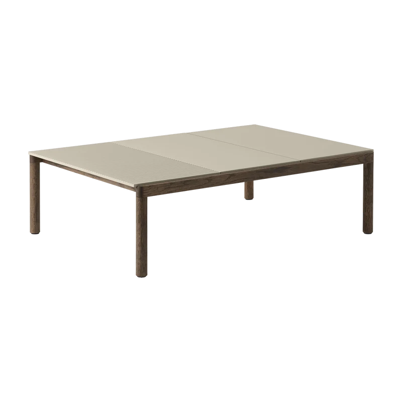 Table basse en grès beige sable wavy et chêne foncé 85 x 120 cm Couple - Muuto