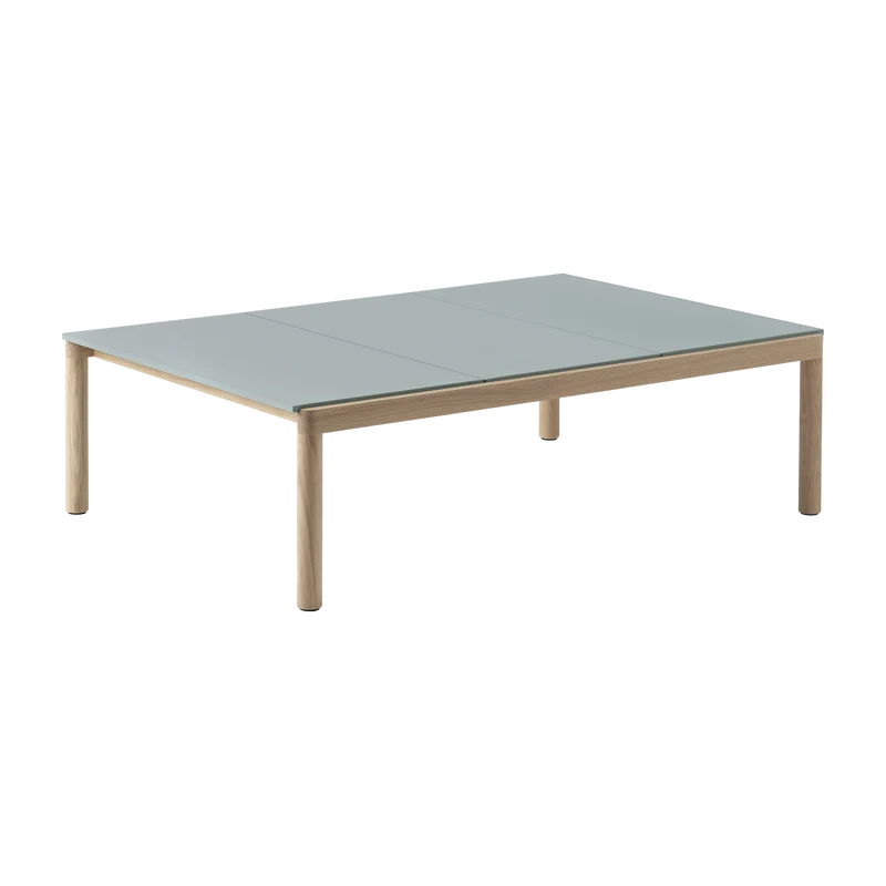 Table basse en grès bleu pâle lisse et chêne naturel 85 x 120 cm Couple - Muuto