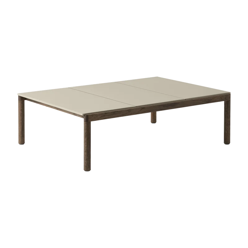 Table basse en grès beige sable lisse et chêne foncé 85 x 120 cm Couple - Muuto