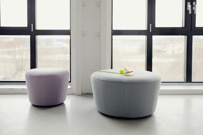 Pouf en tissu beige Naïve - Emko