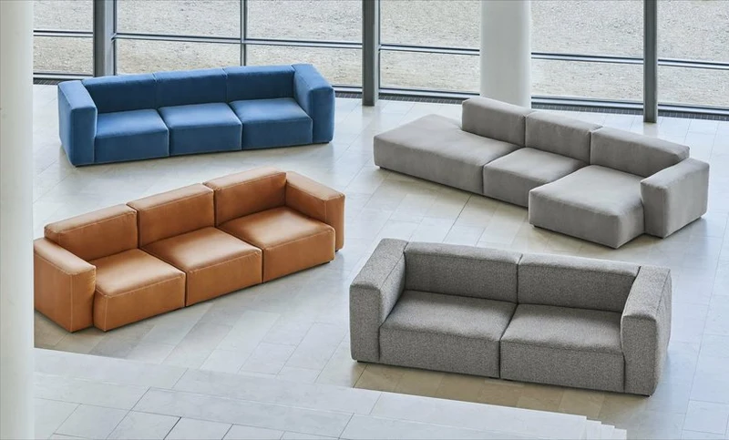Canapé 2,5 places en cuir Sense nougat Mags Soft combinaison 3 right - Hay