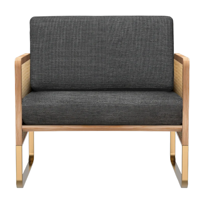 Fauteuil en bois naturel et tissu anthracite Cannage - RED Edition