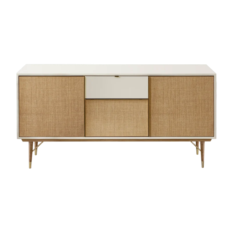 Enfilade laquée ivoire et fibre naturelle 160 cm Capri - RED Edition