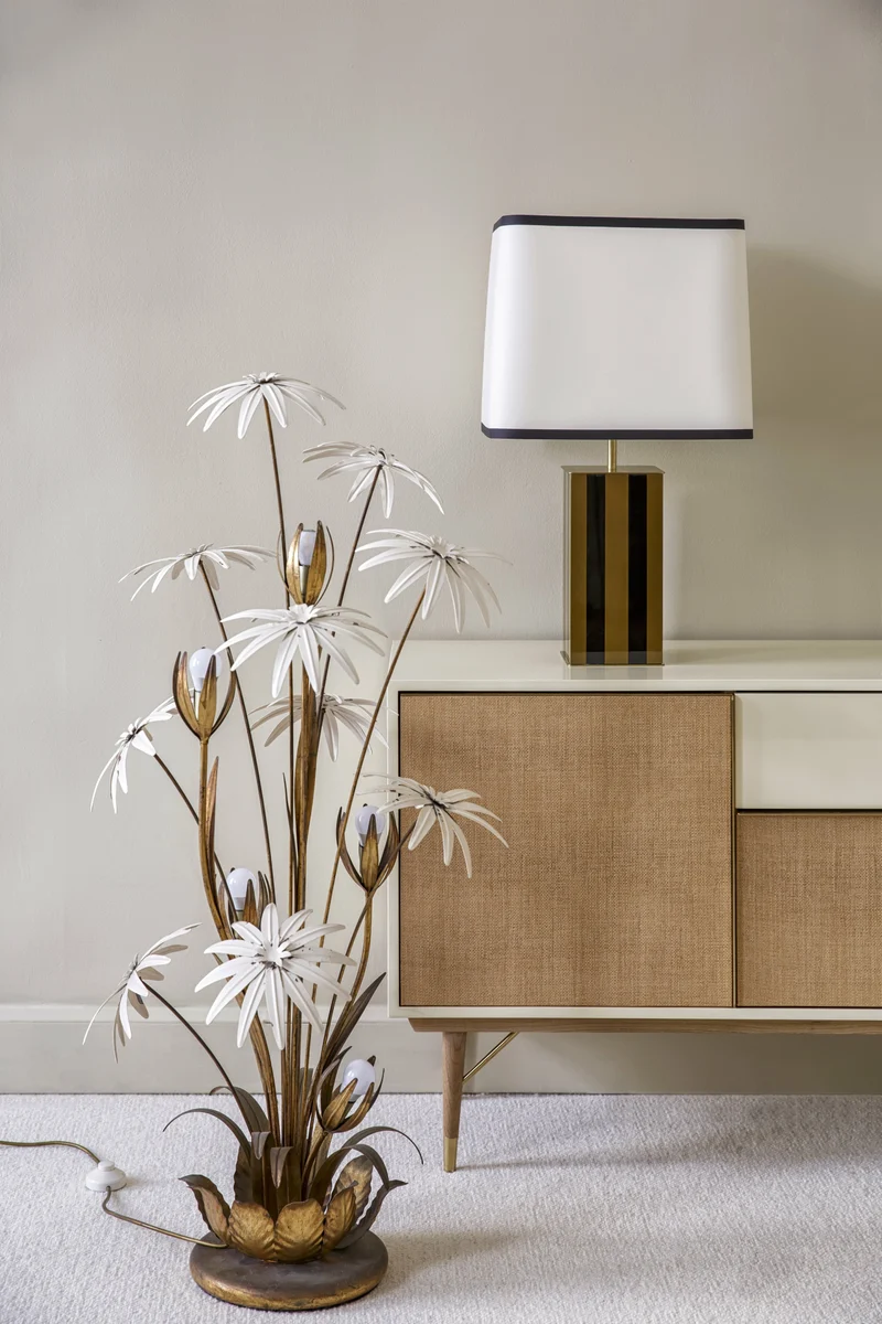 Enfilade laquée ivoire et fibre naturelle 160 cm Capri - RED Edition