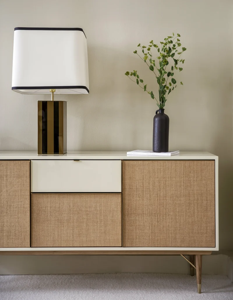 Enfilade laquée ivoire et fibre naturelle 160 cm Capri - RED Edition