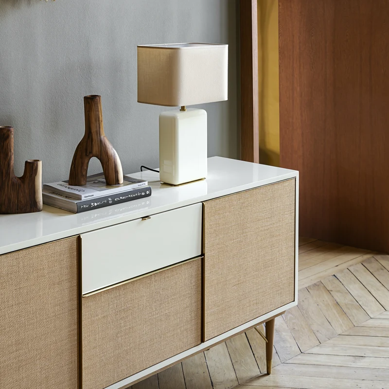 Enfilade laquée ivoire et fibre naturelle 160 cm Capri - RED Edition