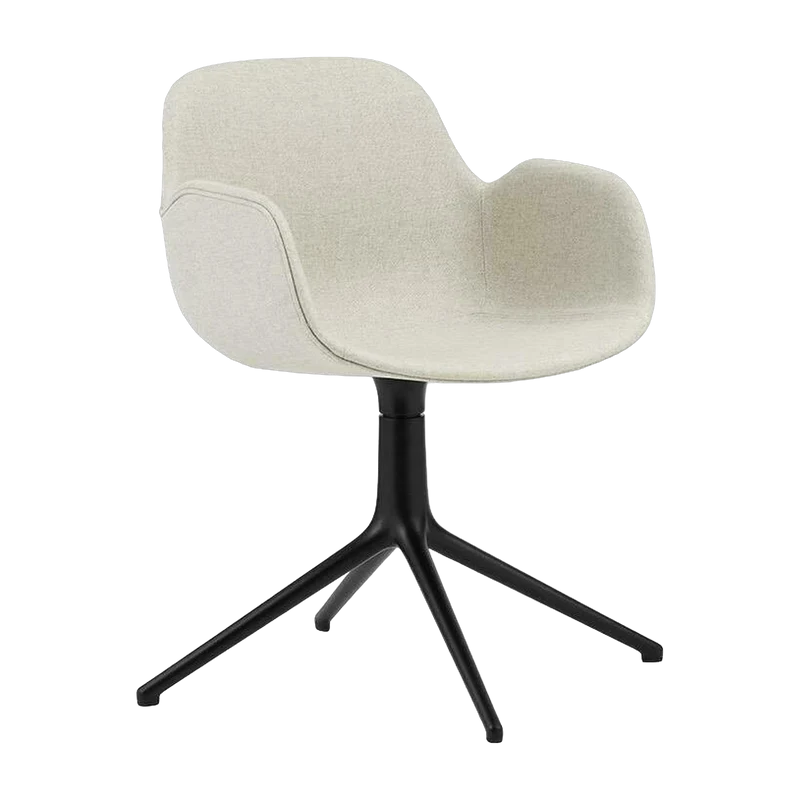Chaise pivotante avec accoudoirs en aluminium noir et tissu camira blanc mlf20 Form - Normann Copenhagen