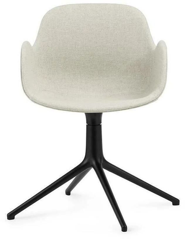 Chaise pivotante avec accoudoirs en aluminium noir et tissu camira blanc mlf20 Form - Normann Copenhagen