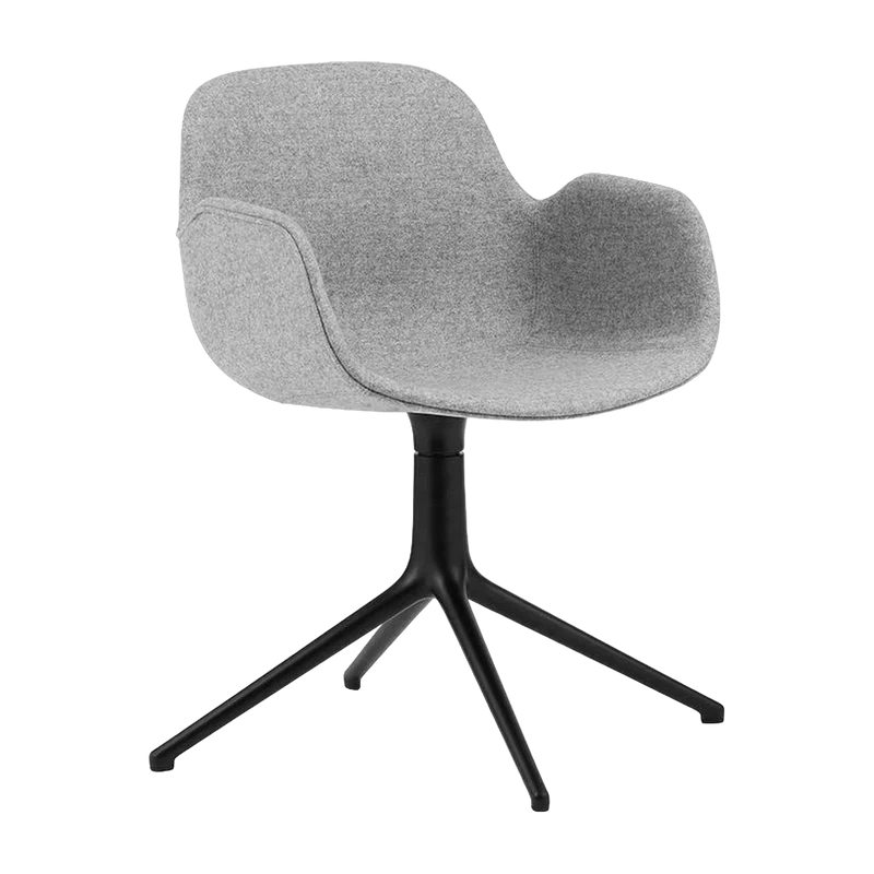 Chaise pivotante avec accoudoirs en aluminium noir et tissu synergy gris lds16 Form - Normann Copenhagen