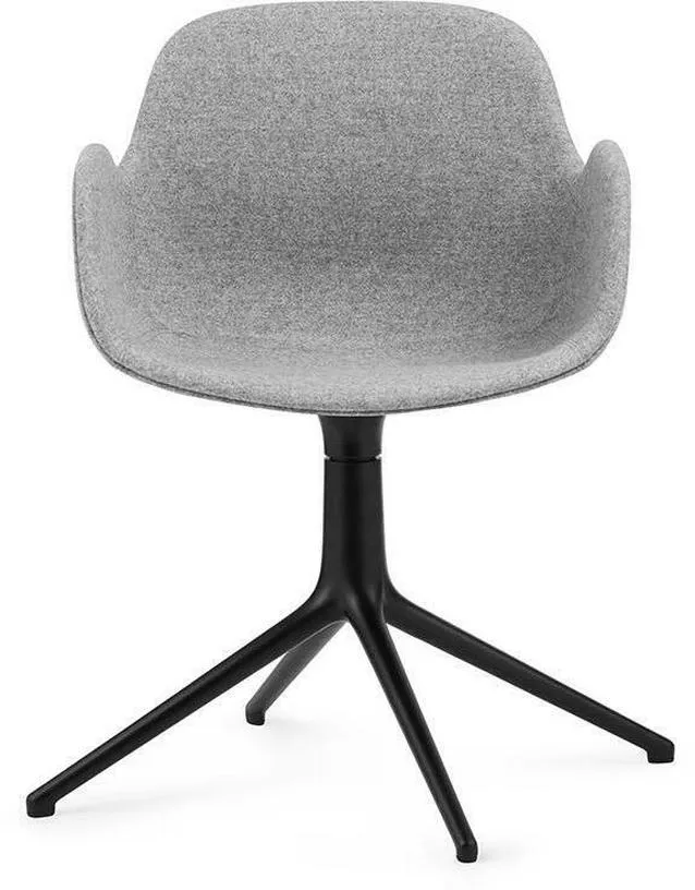 Chaise pivotante avec accoudoirs en aluminium noir et tissu synergy gris lds16 Form - Normann Copenhagen