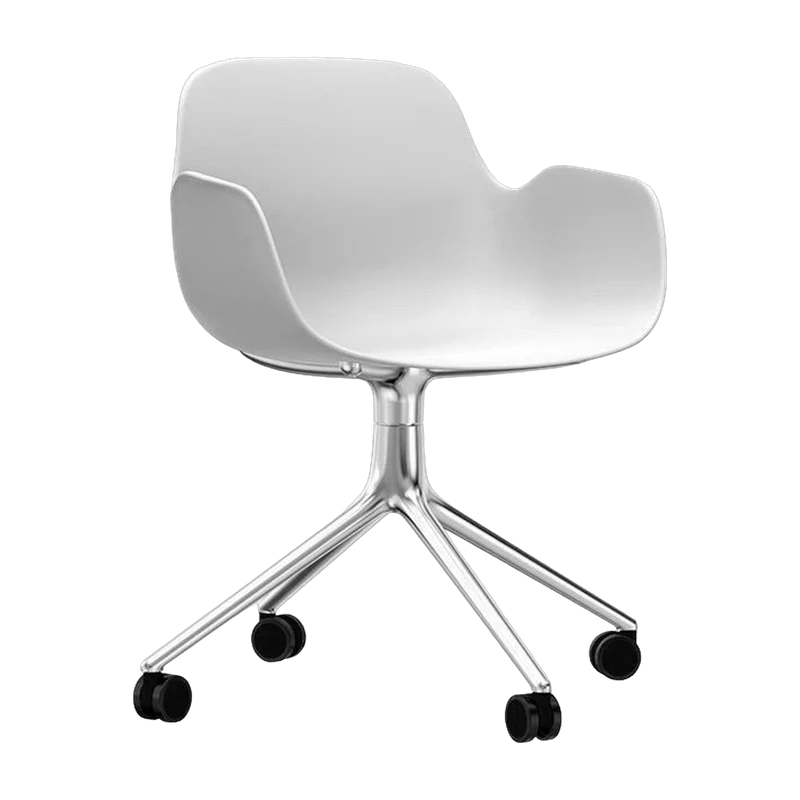 Chaise de bureau à roulettes avec accoudoirs en polypropylene blanche Swivel 4W blanc - Normann Copenhagen