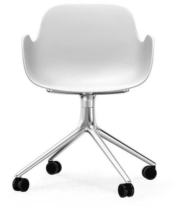 Chaise de bureau à roulettes avec accoudoirs en polypropylene blanche Swivel 4W blanc - Normann Copenhagen