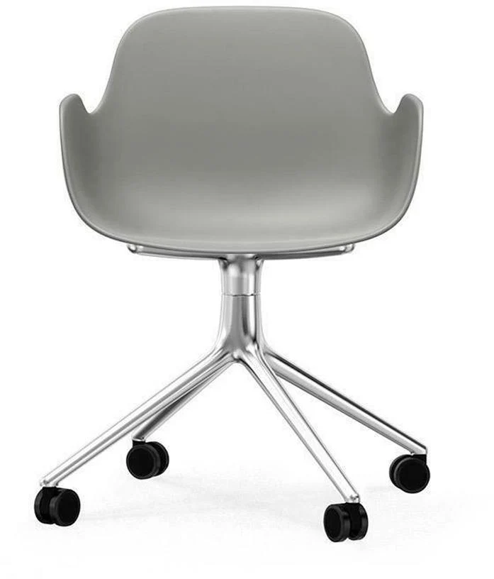 Chaise de bureau à roulettes avec accoudoirs en polypropylene grise Swivel 4W Grey - Normann Copenhagen