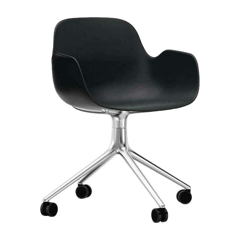 Chaise de bureau à roulettes avec accoudoirs en polypropylene noire Swivel 4W noir - Normann Copenhagen