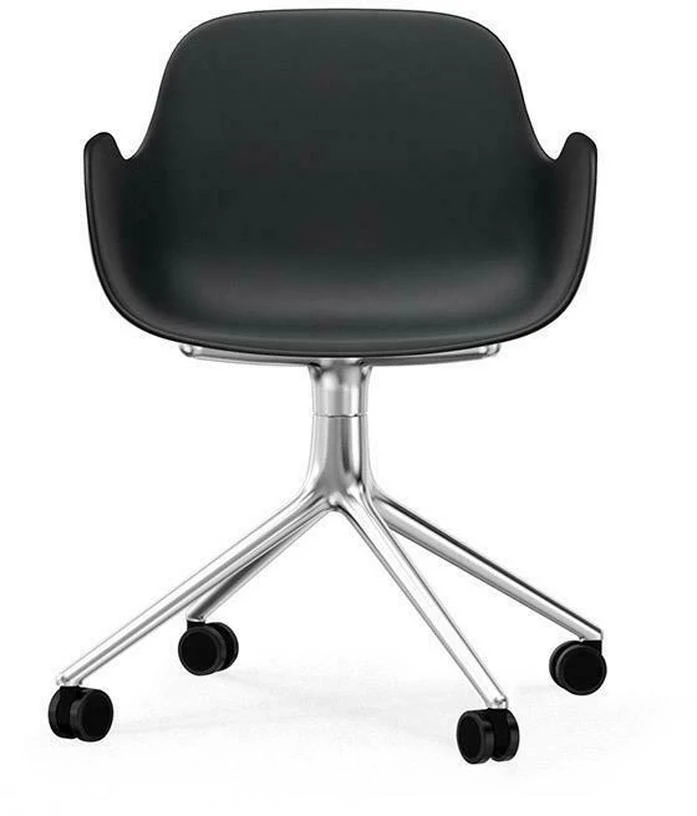 Chaise de bureau à roulettes avec accoudoirs en polypropylene noire Swivel 4W noir - Normann Copenhagen