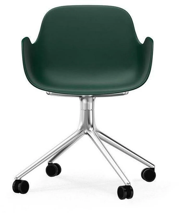 Chaise de bureau à roulettes avec accoudoirs en polypropylene verte Swivel 4W vert - Normann Copenhagen