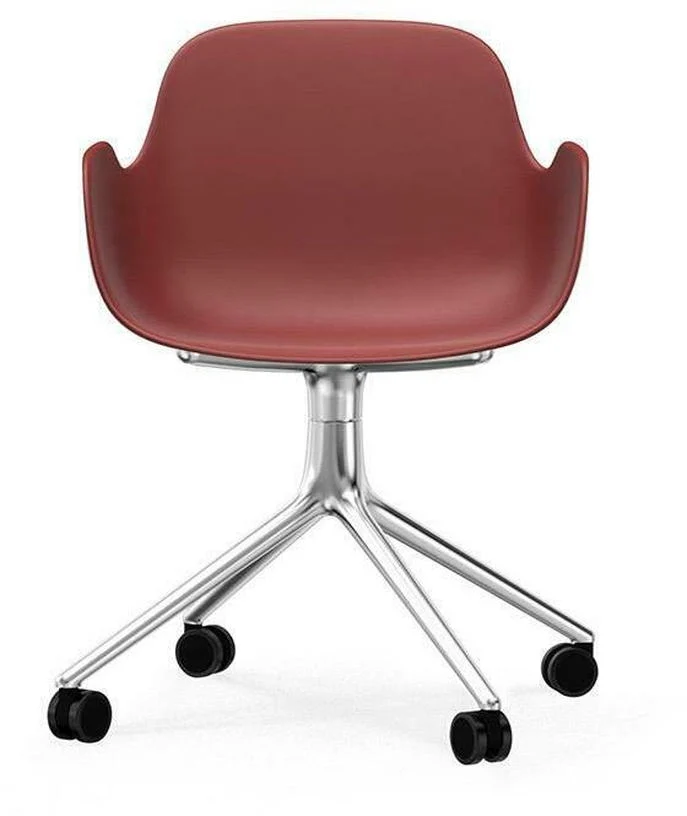 Chaise de bureau à roulettes avec accoudoirs en polypropylene rouge Swivel 4W rouge - Normann Copenhagen