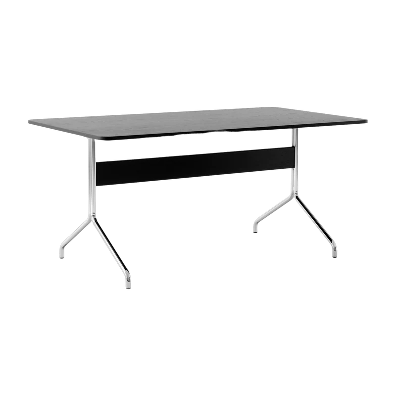 Table à manger minimaliste en chêne noir et chrome 160x90 cm Pavilion AV18 - &tradition