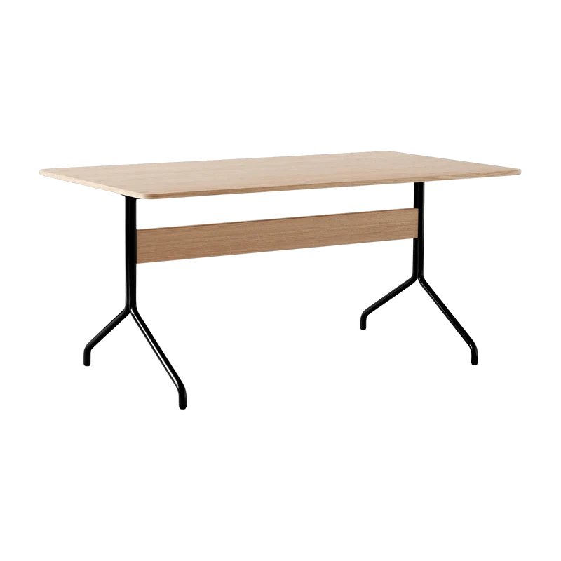 Table à manger minimaliste en chêne clair et métal noir 160x90 cm Pavilion AV18 - &tradition