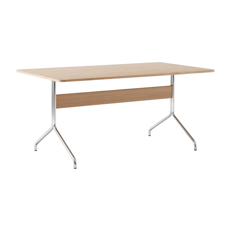 Table à manger minimaliste en chêne clair et chrome 160x90 cm Pavilion AV18 - &tradition