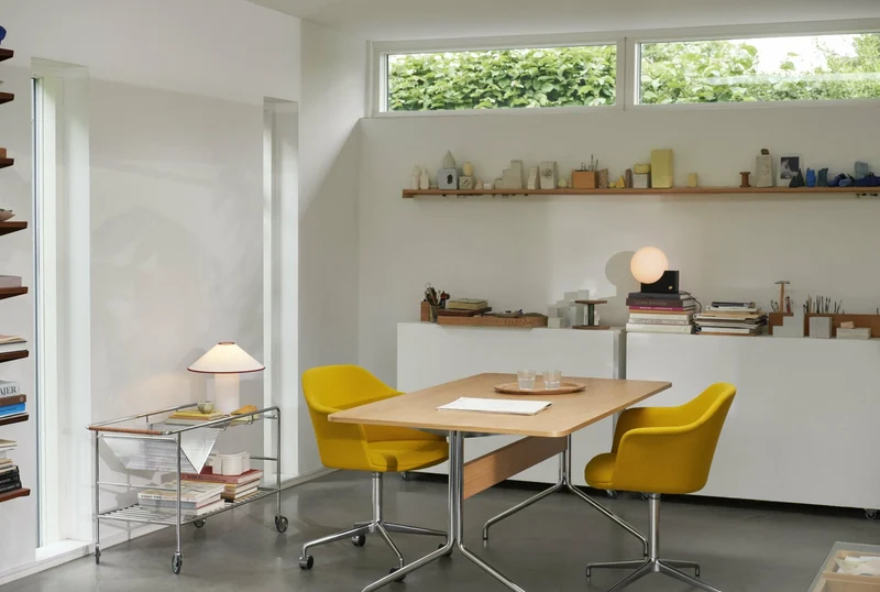 Table à manger minimaliste en noyer et métal noir 160x90 cm Pavilion AV18 - &tradition