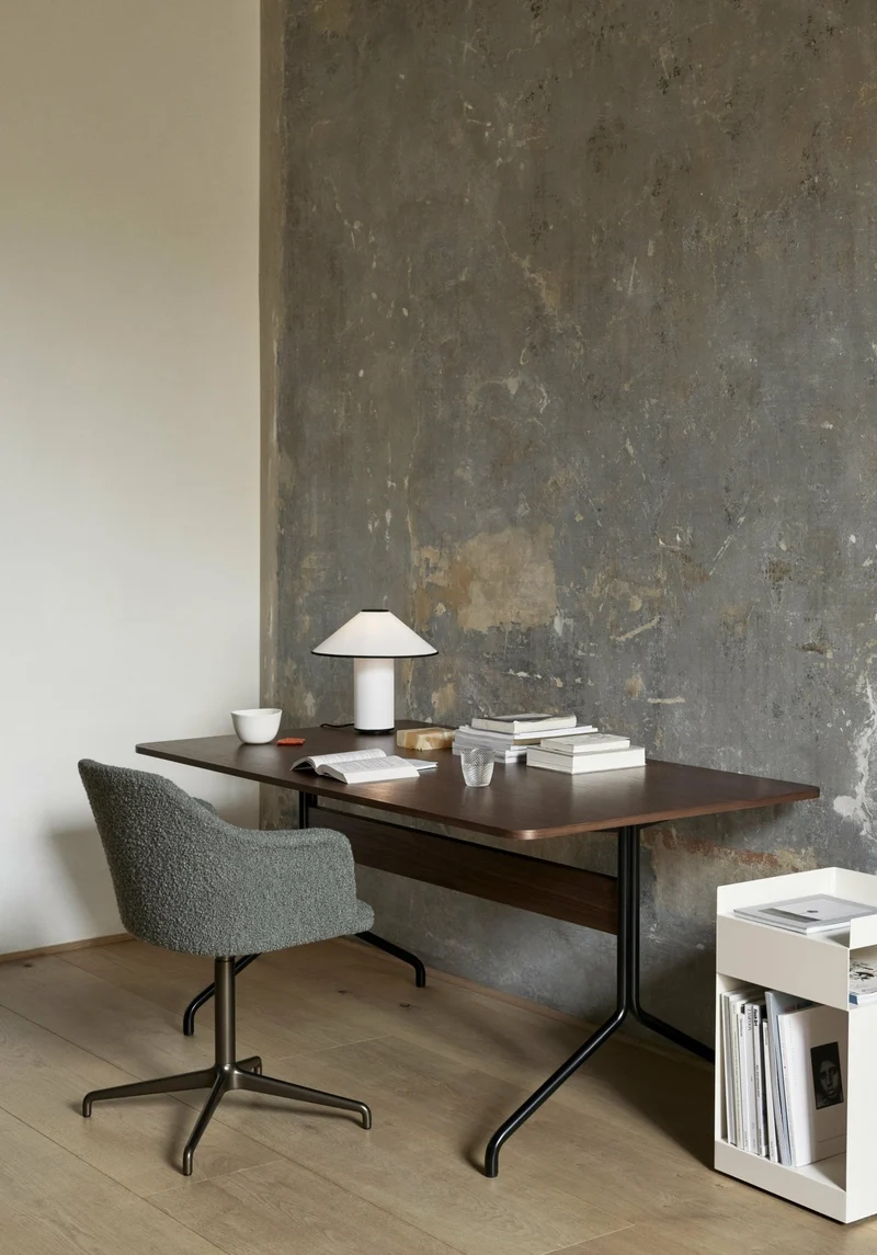 Pavilion Dining Table AV18, Laquered Walnut/Chrome Frame, 160x90 cm