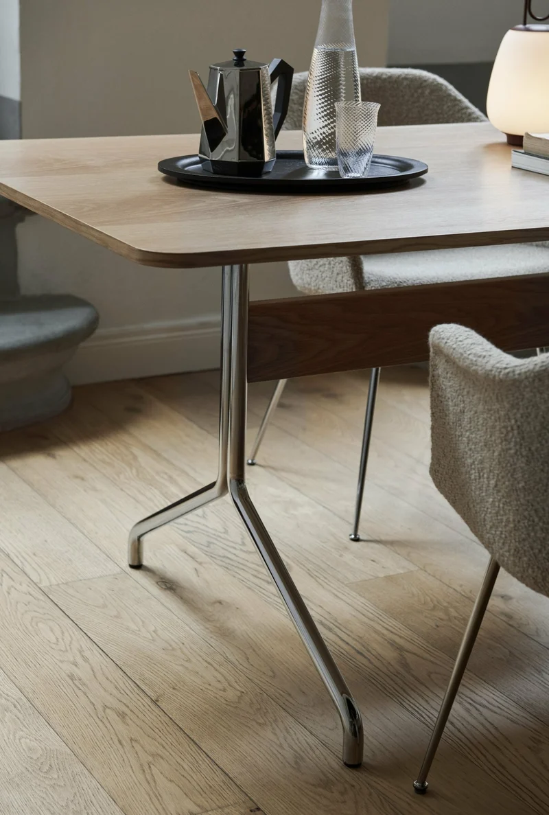 Table à manger en noyer et métal noir 200x90 cm Pavilion AV19 - &tradition
