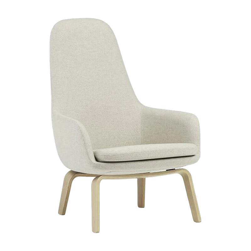 Fauteuil haut avec pieds en chêne et assise en tissu beige Era - Normann Copenhagen