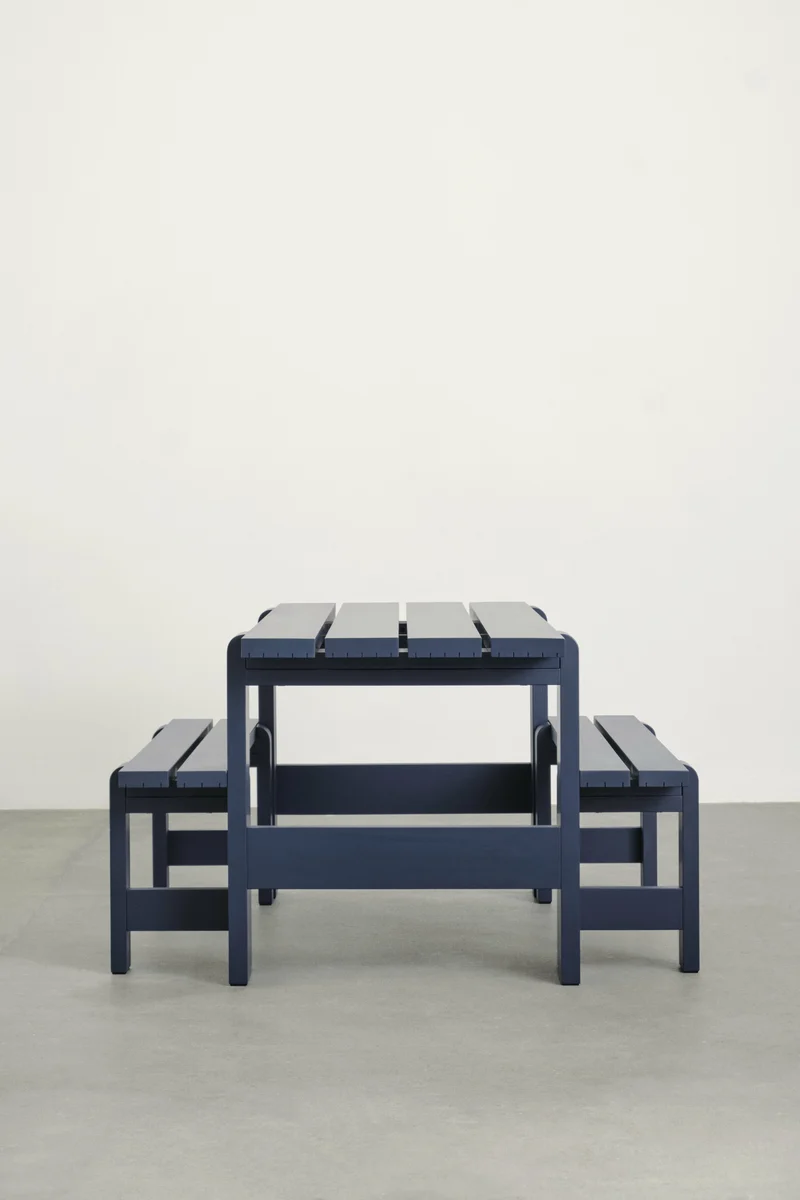Table en pin laqué bleu métal 180 x 66 x 74 cm Weekday - Hay