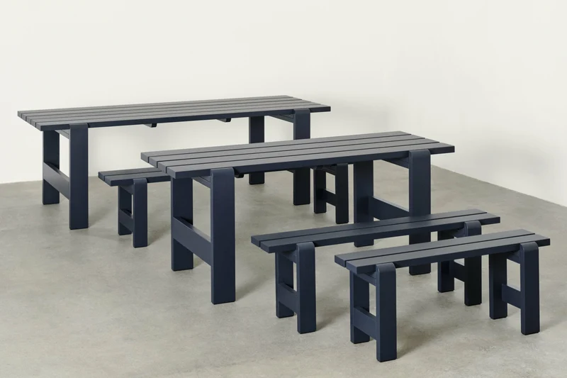 Table en pin laqué bleu métal 230 x 83 x 74 cm Weekday - Hay