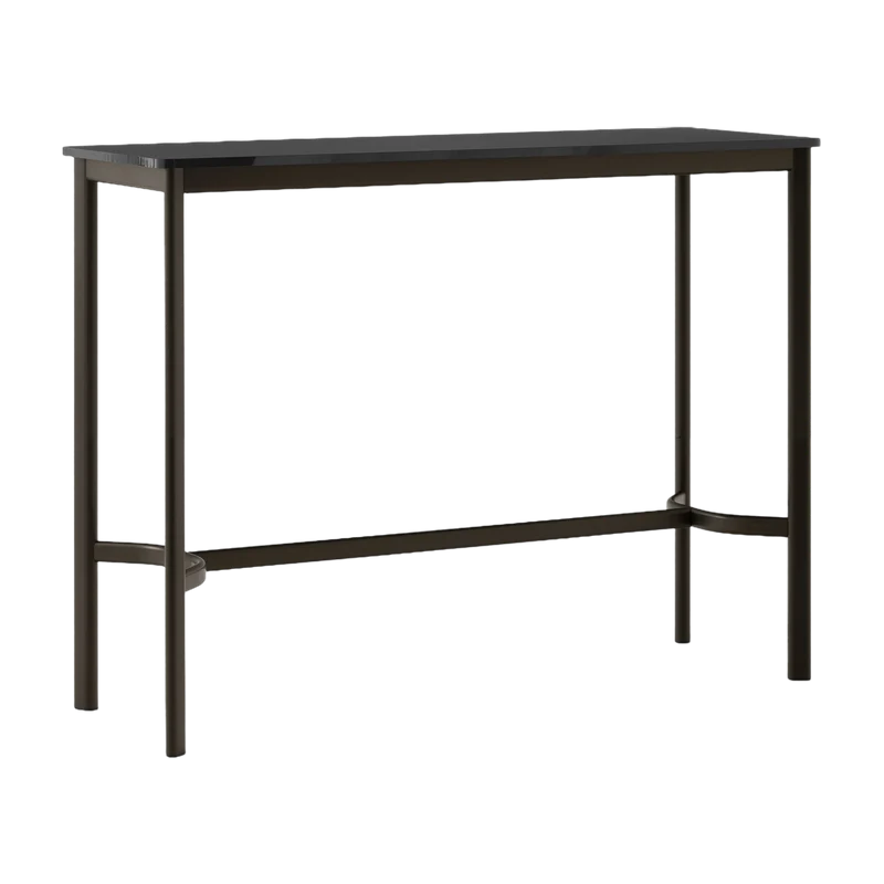 Table rectangulaire haute en acier noire et piètement bronze 140 x 50 x 105 cm Drip HW113 - &tradition